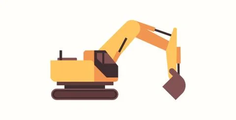 Heavy excavator yellow loader machine coal mine production professional Stock Illustration