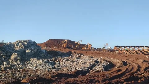 Heavy Excavators Operating at Industrial Open Pit Mining Site Stock Footage 337245233