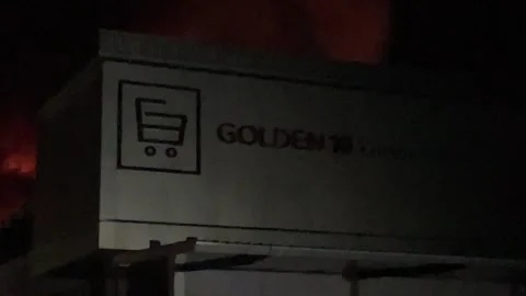 Heavy fire in plastic storage warehouse Stock Footage 290944183