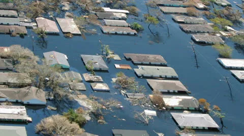Heavy flooding natural disaster aerial Stock Footage