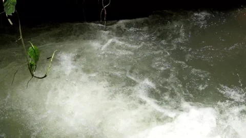 Heavy flow of water on the edge of the river Stock-Footage 297634202
