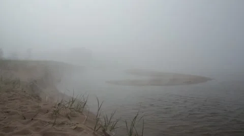 Heavy fog on the beach 스톡 동영상 40451194