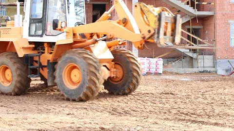 Heavy forklift work at construction site. Stock Footage 156849283