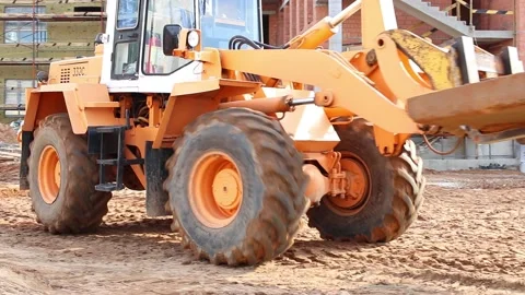 Heavy forklift work at construction site. Stock Footage 156849319