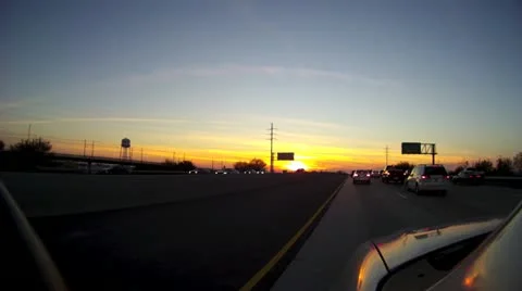 Heavy Freeway Interstate Traffic Sunset Time Lapse Shot HD Stock Footage 17161981
