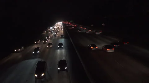 Heavy freeway traffic at nigh Stock Footage 137481798