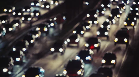 Heavy freeway traffic - night Stock Footage 33733769