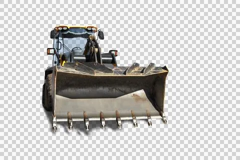 Heavy front loader or bulldozer on a white isolated background. construction Stock Photos