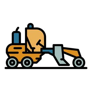 Heavy grader machine icon color outline vector Stock Illustration
