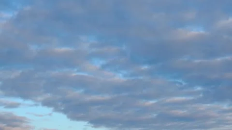 Heavy grey autumn clouds moving fast across a bright blue sky. Time lapse Stock Footage 289429078