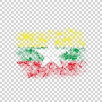 Heavy Grunge Splatter Texture Myanmar Flag Illustration Stock Illustration