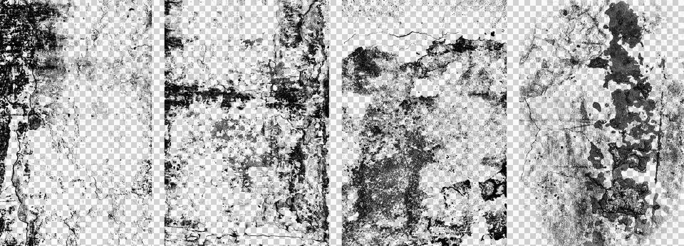Heavy Grunge Texture Overlay Bundle with Peeling Paint, Cracked Surface Illustrazione stock