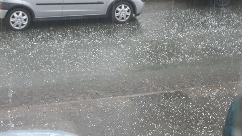 Heavy hail downpour Stock Footage 94590888