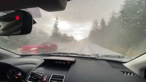 Heavy Hail Hits While Driving Point Of View Stock Footage 171096940