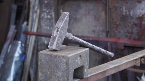 Heavy hammer on the anvil Stock Footage 104262804
