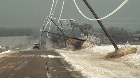 Heavy ice on power lines Stock Footage