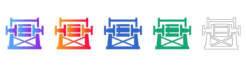 Heavy Industrial Machine Icon Set for Manufacturing Stock Illustration