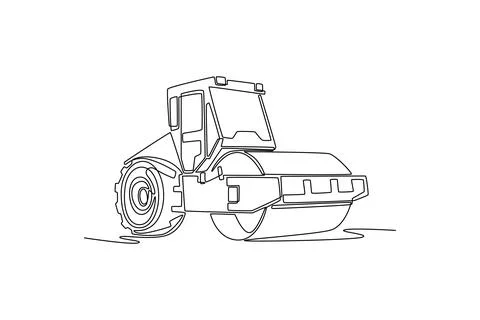Heavy industrial road roller compactor truck Stock Illustration