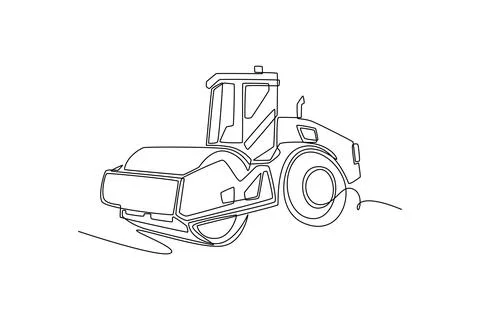 Heavy industrial road roller compactor construction truck Ilustração Stock