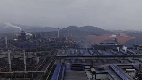 Heavy Industry Complex Gloomy Overcast Stockbeeldmateriaal 341273772