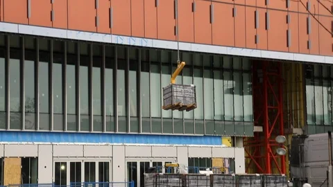Heavy industry crane working construction site Stock Footage 98569516