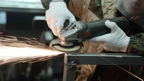 Heavy Industry Engineering Factory Interior with Industrial Worker Using Angle Stock Footage 178853357