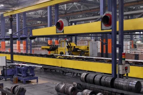 Heavy Industry Engineering Factory Interior with Industrial Worker Stock Photos