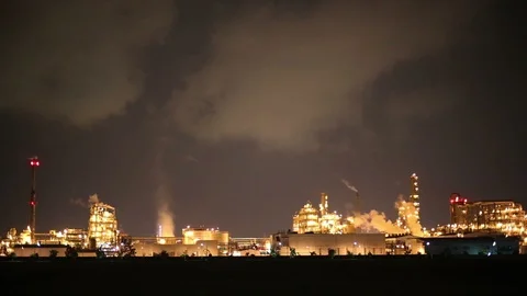 Heavy industry  in Map Ta Phut Industrial Estate Stock Footage 97260441