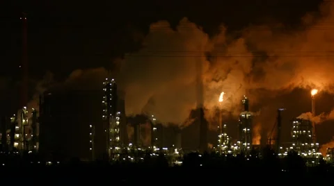Heavy Industry at night Stock Footage 45570108