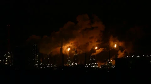 Heavy Industry at night Stock Footage 45570657