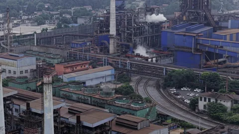 Heavy Industry Plant Complex Gloomy Overcast Stockbeeldmateriaal 341275417
