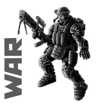 Heavy infantry in armor suit. Vector illustration. Stock Illustration