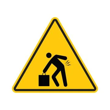 Heavy lifting alert advising proper techniques to prevent injuries Stock Illustration
