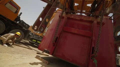 Heavy Load Is Lowered To The Ground Video stock 62083297