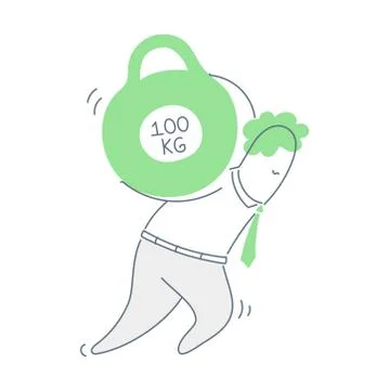 Heavy load on the shoulders of the office worker Stock Illustration
