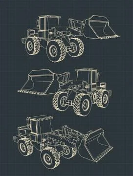 Heavy loader blueprints Stock Illustration