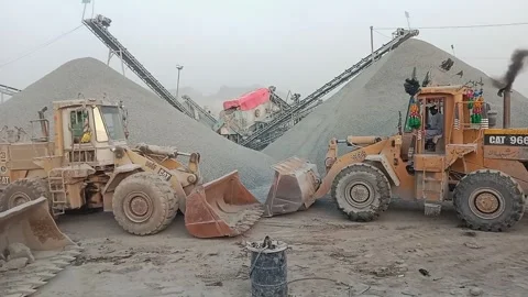 Heavy Loaders And Stone Crusher Plant - Sargodha, Pakistan - August 27, 2026 Video stock 344283112