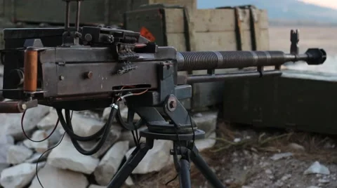 Heavy Machine Gun in a Bunker Stock-Footage 67587029