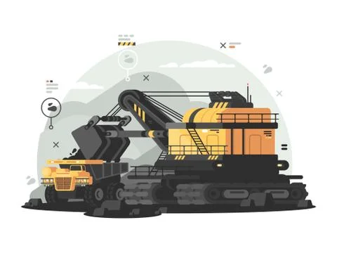 Heavy machinery for coal mining Stock Illustration