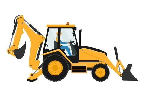 Heavy Machinery Driver Backhoe Design Stock Illustration
