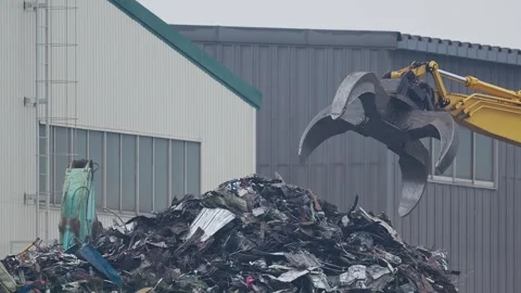 Heavy machinery for industrial waste processing (with audio) Stock Footage 329419154