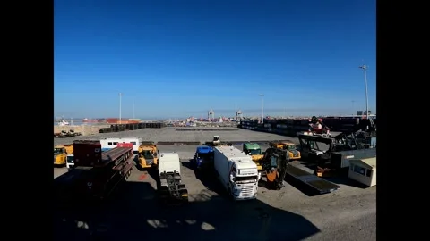 Heavy Machinery Loading Export Goods Stock Footage 287561397