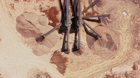 Heavy machinery moves materials in a large industrial site during the day Video stock 338240865