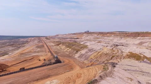 Heavy machinery operating in garzweiler open pit coal mine Stock Footage 342813701