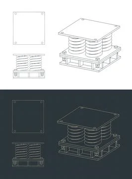 Heavy machinery vibration absorbing support mount  blueprints 스톡 일러스트