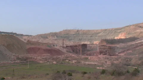 Heavy machinery working on open-pit mining operations Stock Footage 29661411