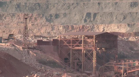 Heavy machinery working on open-pit mining operations Stock Footage 29661756