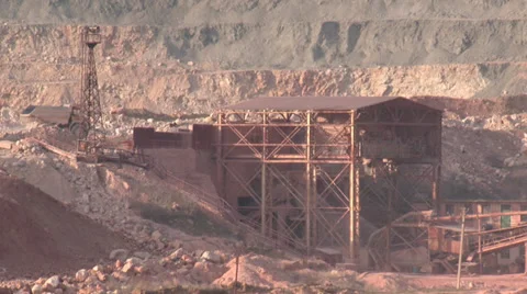 Heavy machinery working on open-pit mining operations Stock Footage 29661777