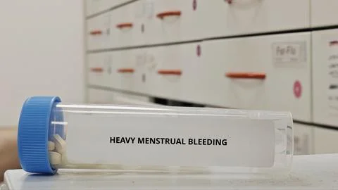 HEAVY MENSTRUAL BLEEDING tablets for reduce excessive menstrual blood loss Stock Photos