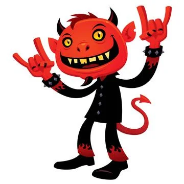Heavy Metal Devil Vector cartoon illustration of a grinning devil characte... Stock Photos